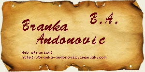Branka Andonović vizit kartica